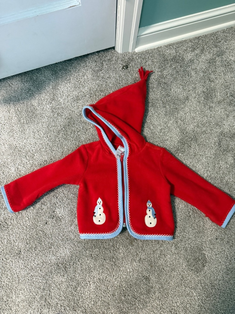 Hanna Andersson Red Fleece jacket  with Snowmen